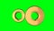 Golden gears loop rotate on green chromakey background