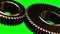 Golden gears loop rotate on green chromakey background