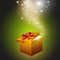 Golden gift box abstract background