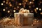 Golden Gift Box and Twinkling Holiday Lights