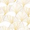 Golden Ginkgo leaves background. Luxury Floral art deco. Gold natural pattern design Bordo illustration.