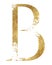 Golden glitter capital letter B with dispersion effect isolated illustration