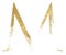Golden glitter capital letter M with dispersion effect isolated illustration