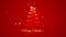 Golden Glitter Christmas Tree Animation With Animated Merry Christmas Gold Text On red background