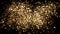 Golden glitter dust on black background. Sparkling splash illustration with gold powder. Bokeh glowing magic mist effect