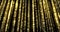 Golden glitter flowing particles, sparkling light curtain background. Gold glitter falling sparks, glowing threads and shiny