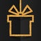 Golden glitter gift box silhouette frame