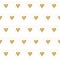 Golden glitter hearts on white. Tiled abstract background. Endless tinsel shiny backdrop. Valentine\'s Day gold pat