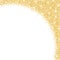 Golden glitter isolated on white background. Glitters twinkle. Festive template for your design. Gold dust side view. Luxury silve