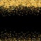 Golden glitter material scattered black background