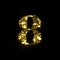 Golden glitter number 8, sparkling gold light and glowing gold particles shine font. Number eight of shimmering sequins and glow