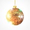 Golden glitter realistic Christmas ball