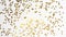 Golden, glittering stars shimmer on a white background. Sequin pattern, festive background