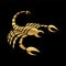 Golden Glossy Scorpion Icon on Black Background