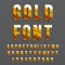 Golden glossy vector font or gold alphabet. Gold typeface. Metallic alphabet typographic illustration.