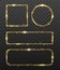 Golden glowing frames with shiny gold sparks. Decorative element for banner or templates with light glittering effect on