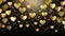 golden glowing hearts on dark background