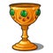 Golden goblet encrusted with precious stones isolated on a white background. Vector illustration.