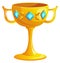 Golden goblet. Game trophy. Jewelled treasure icon