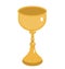 Golden goblet icon. Gold Cup, flat style. Wine goblet on white background. Chalice logo. Vector illustration