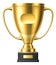 Golden goblet on pedestal. Realistic trophy cup award