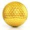 Golden Golf ball isolated over white
