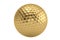 Golden golf ball isolatedon white background. 3D illustration.