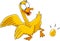 Golden Goose Cartoon Character With Golden Egg