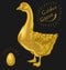 Golden Goose, goose on a black background