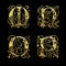 Golden gothic style font alphabet - letters M-P