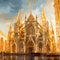 Golden Graces - A Stunning Digital Artwork of a Cathedral