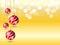 Golden Gradient background with bokeh light. Christmas background with four hanging Red ribbon ball decoration