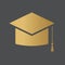 Golden graduation cap icon