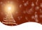 Golden graphic illustration Christmas background with tree, lights, stars and snow