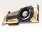 Golden graphic video card on white. 3d illustration