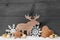 Golden Gray Christmas Decoration, Snow, Moose, Hear, Snowflake