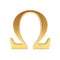 Golden Greek Omega Letter Symbol. 3d Rendering