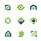 Golden green business success stock story market progress logo icon