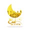 Golden greeting card eid al fitr design vector