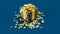 golden - grey present box with stars on blue - xmas concept - abstract 3D illustration