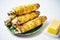 Golden grilled corncob