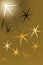 Golden grungy background with six pointed stars