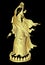 Golden Guanyin or Guan Yin vector for tattoo on black background.