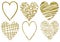 Golden hand-drawn artistic hearts collection. Valentine's day and wedding design. Love hearts.