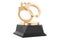 Golden Handcuffs Award Trophy Pedestal. 3d Rendering