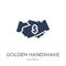 Golden handshake icon. Trendy flat vector Golden handshake icon