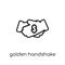 Golden handshake icon. Trendy modern flat linear vector Golden h