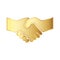 Golden handshake icon. Vector illustration.