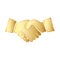 Golden handshake icon. Vector illustration.