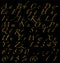 Golden Handwritten Alphabet Numbers And Signs On Dark Background